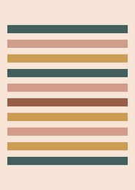 Minimalist mid-century modern abstract illustrations with geometric shapes and lines in warm, earthy colors by Adam Khabibi
