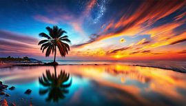 Zonsondergang op het strand