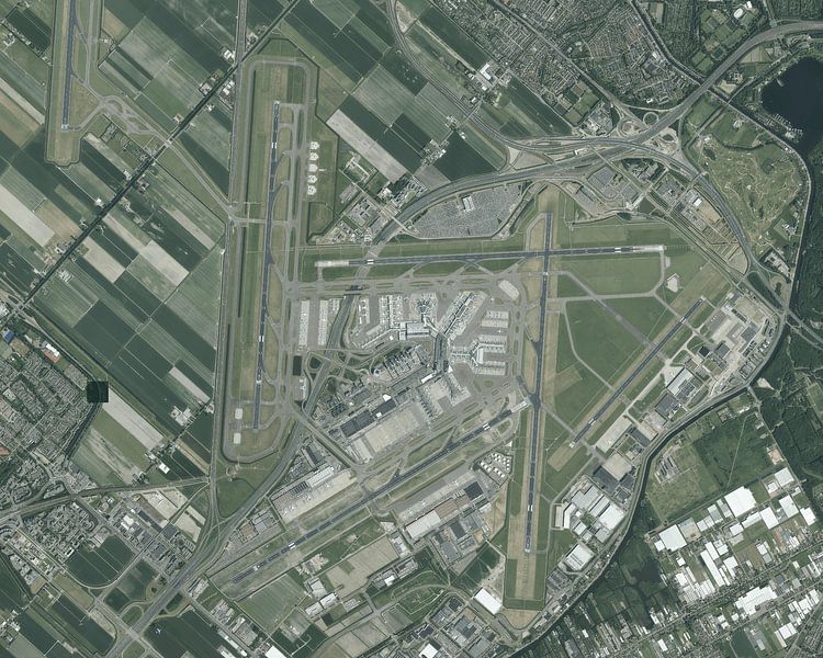 Aerial view of Schiphol Airport by Maps Are Art