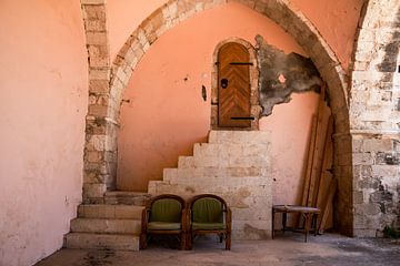 Stone vaulted rattan chairs with stairs by Yke de Vos