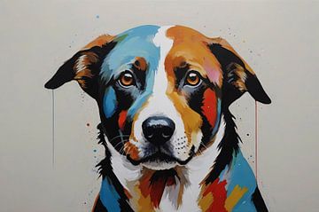 Peinture pop art sur chien sur De Muurdecoratie