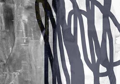 Neutraal abstract minimalistisch landschap in zwart-wit.