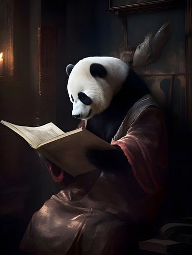 Vermeer's panda reads a book