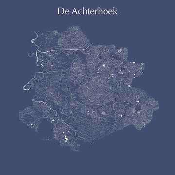 Carte des eaux de l'Achterhoek en bleu roi sur Maps Are Art