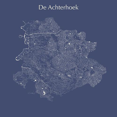 Water chart of the Achterhoek in royal blue