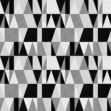 Triangles abstraits en gris chaud, noir et blanc cassé. Illustration géométrique moderne. sur Dina Dankers