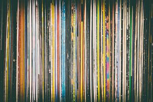 Vinyl Album Cover Record Collection in Vintage Film Camera Color Tones