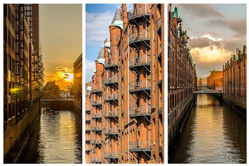 Triptych Hamburg Speicherstadt by Dieter Walther