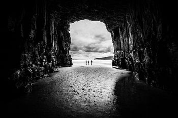 Cathedral Cove in Schwarz und Weiß: zeitlose Schönheit