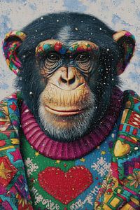 Weihnachtspullover | Affe mit Herz Pullover