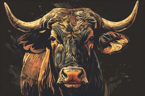 Majestueuze stier in klassieke kunststijlen