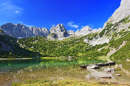 Idyllic Seebensee on a sunny summer day