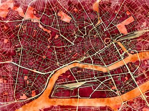 Karte von Nantes centrum im stil 'Amber Autumn'