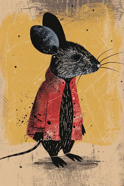 Modern mouse in red jacket with tie by Imperial Art House