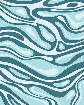 Abstracte vloeiende blauw zee water van Studio Miloa