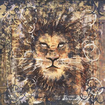 Head of lion in earthy tones by Emiel de Lange