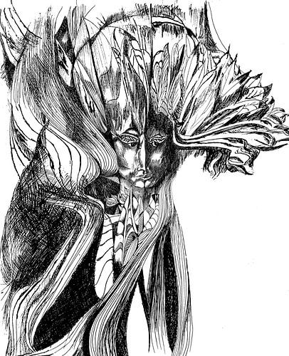 Kopf mit Blattschmuck