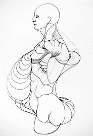 Fantasy drawing of a human being. by Therese Brals