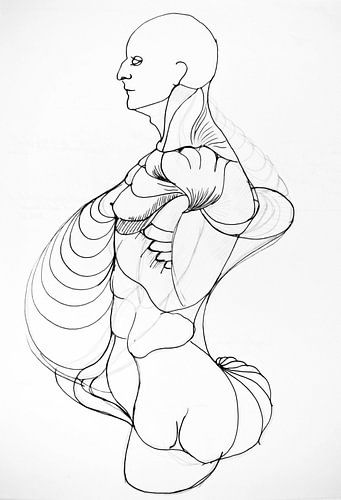 Fantasy drawing of a human being.