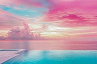 Sunset, infinity pool with sea view, minimalism -  by BowiScapes abstract and digital art thumbnail