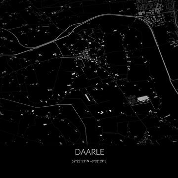 Zwart-witte landkaart van Daarle, Overijssel. van Rezona