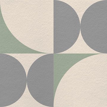 Moderne abstracte minimalistische kunst met geometrische vormen in mintgroen, grijs, wit van Dina Dankers