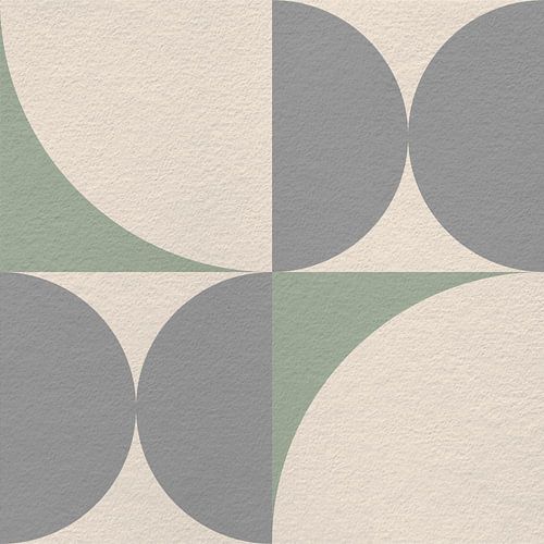 Moderne abstracte minimalistische kunst met geometrische vormen in mintgroen, grijs, wit