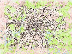 Karte von Berlin metropole im stil 'Soothing Spring'