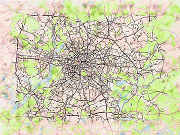 Kaart van Berlijn metropole in de stijl 'Soothing Spring' van Maporia