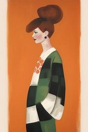 Modern en kleurrijk geïllustreerd portret van Carla Van Iersel