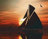 Zeilboot bij zonsondergang 3 van Jan Keteleer thumbnail
