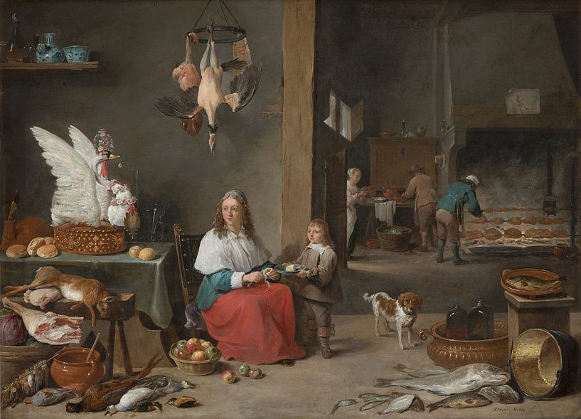 Kitchen Interior, David Teniers the Younger by Masterful Masters