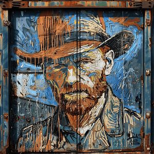 Container Graffiti Mann Hut van Gogh Portrait  Streetart