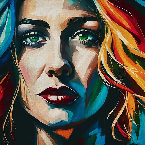 Portrait of a woman painted with palette knife