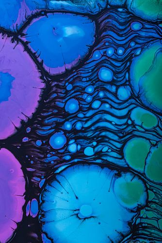 Couleurs liquides : Violet, bleu, turquoise, vert avec des lignes, abstraites