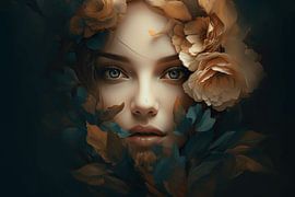 Digitales Kunstporträt, Nahaufnahme. "Ich kann deine Seele sehen" von Carla Van Iersel