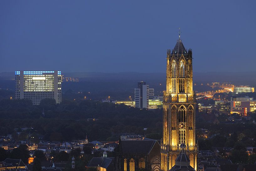 View of the Dom tower from the city office in Utrecht by Donker Utrecht