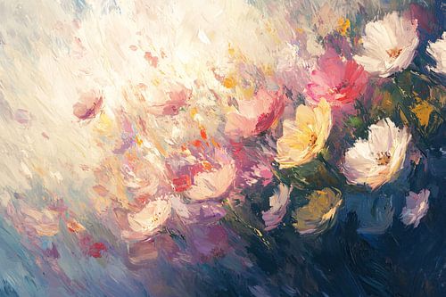 Zachte impressionistische bloemenexplosie