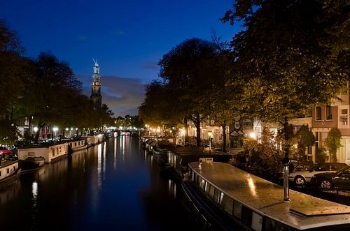 Prinsengracht met Westertoren, blauw uurtje