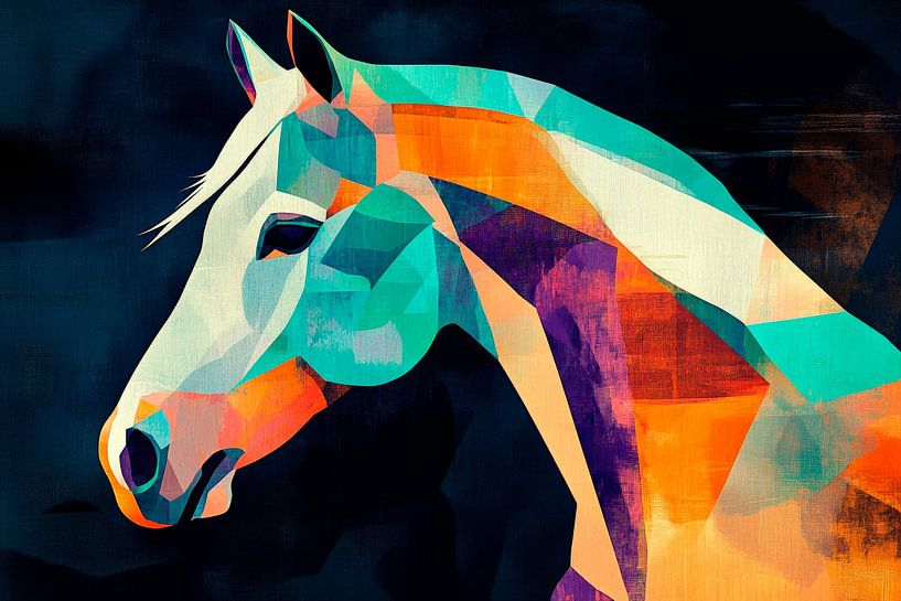Play of colours of freedom - Horse by Poster Art Shop