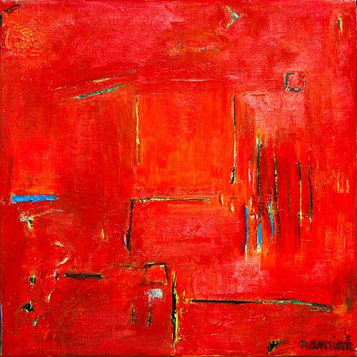 Red | Modern abstract oil painting in warm reds with colourful accents by Anja Namink - Paintings