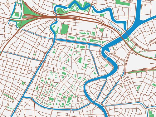 Kaart van Haarlem Centrum in de stijl Urban Ivory