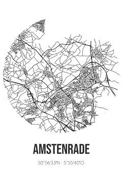 Amstenrade (Limburg) | Landkaart | Zwart-wit van Rezona