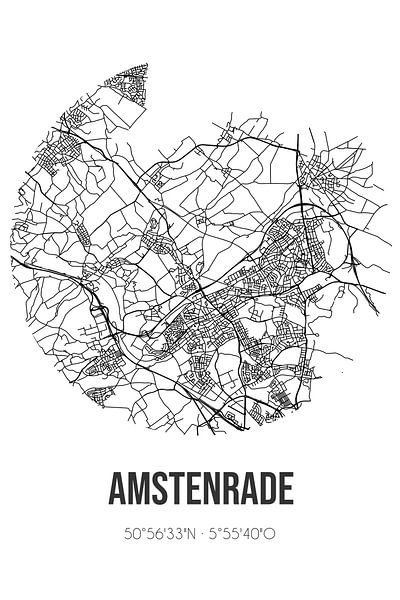 Amstenrade (Limburg) | Map | Black and white by Prints of Place