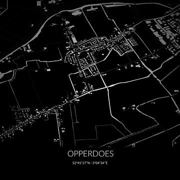 Carte en noir et blanc d'Opperdoes, en Hollande du Nord. sur Rezona