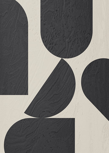 Minimalistische, geometrische abstracte kunst, zwart en beige