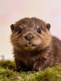 Portrait of a cheerful baby beaver – animal poster