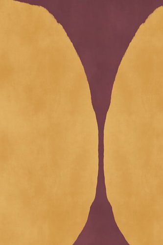 70s Retro veelkleurige abstracte vormen. Geel en bruin