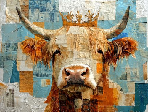 Reine de la prairie, Highlander avec couronne dans un style mixte