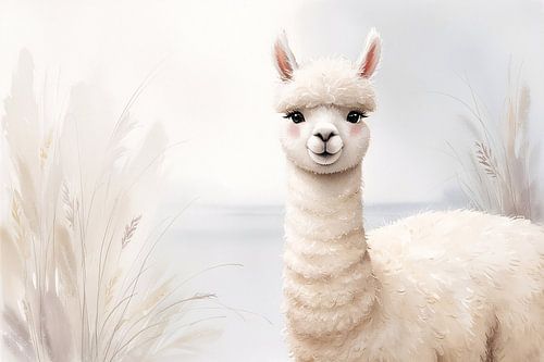 Zachte alpaca in rustgevend landschap